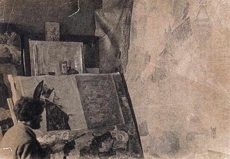 James Ensor in his studio,Painting the entry of Christ into Brussels, James Ensor